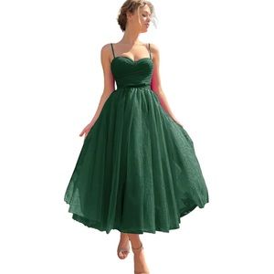 Women’s tulle spaghetti strep tea length dress